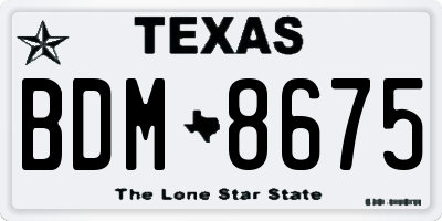 TX license plate BDM8675