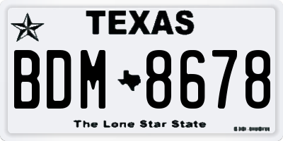 TX license plate BDM8678