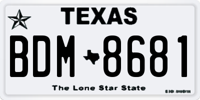 TX license plate BDM8681