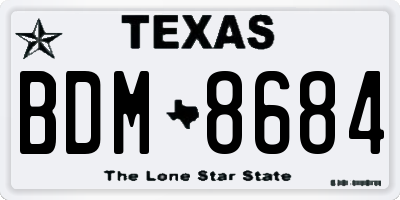 TX license plate BDM8684