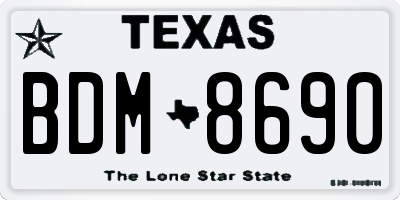 TX license plate BDM8690
