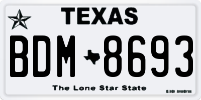 TX license plate BDM8693