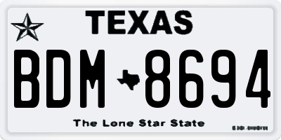 TX license plate BDM8694