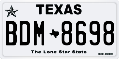 TX license plate BDM8698