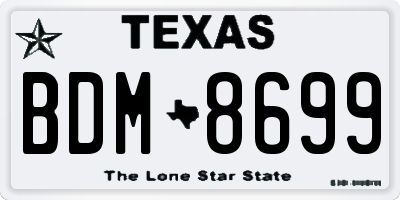 TX license plate BDM8699