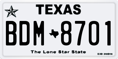 TX license plate BDM8701