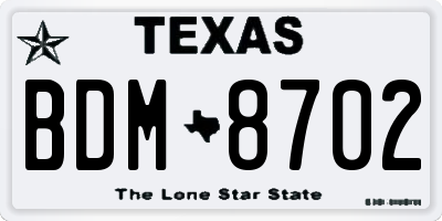 TX license plate BDM8702