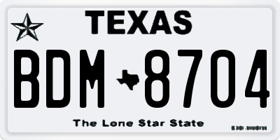 TX license plate BDM8704