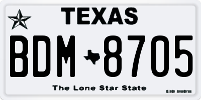 TX license plate BDM8705