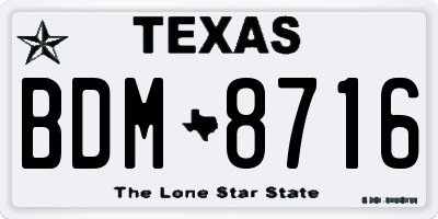 TX license plate BDM8716