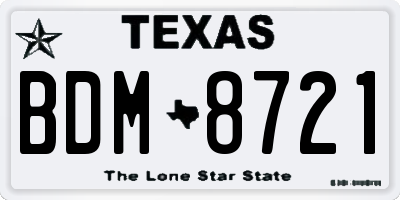 TX license plate BDM8721