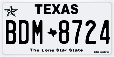 TX license plate BDM8724