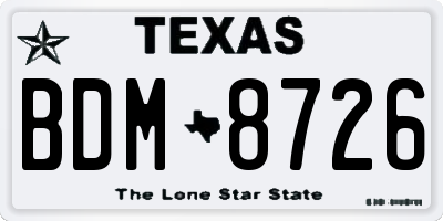 TX license plate BDM8726
