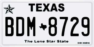 TX license plate BDM8729