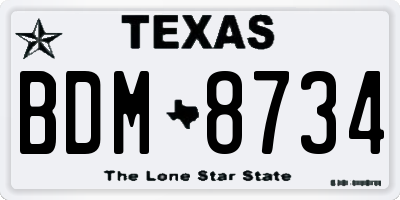 TX license plate BDM8734
