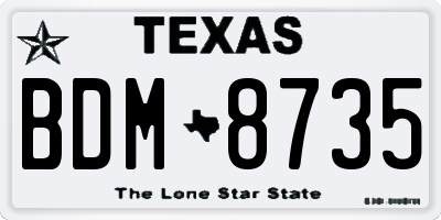 TX license plate BDM8735