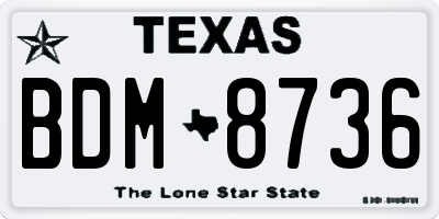 TX license plate BDM8736