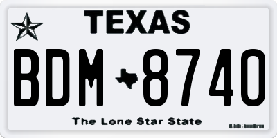 TX license plate BDM8740