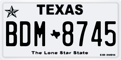 TX license plate BDM8745
