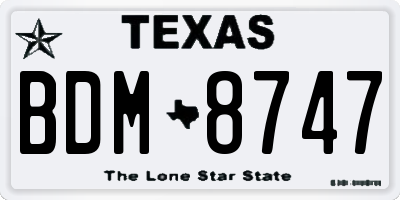 TX license plate BDM8747