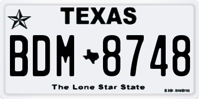 TX license plate BDM8748