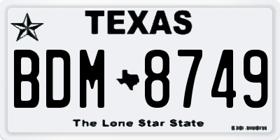 TX license plate BDM8749