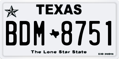 TX license plate BDM8751