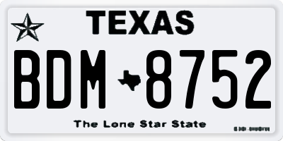 TX license plate BDM8752