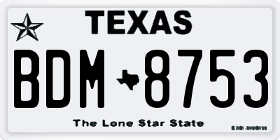 TX license plate BDM8753
