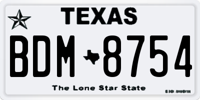 TX license plate BDM8754