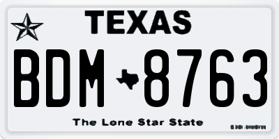 TX license plate BDM8763