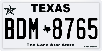 TX license plate BDM8765