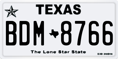 TX license plate BDM8766