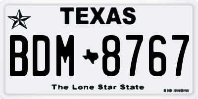 TX license plate BDM8767