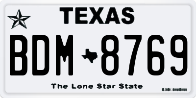 TX license plate BDM8769