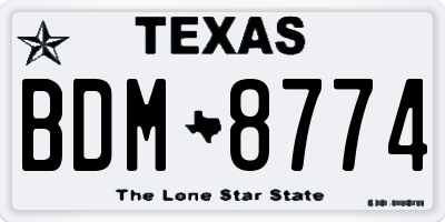 TX license plate BDM8774