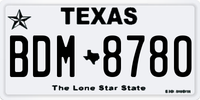 TX license plate BDM8780
