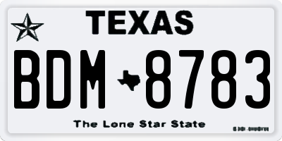 TX license plate BDM8783