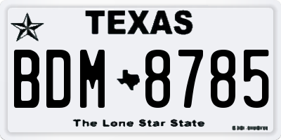 TX license plate BDM8785