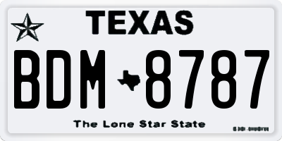 TX license plate BDM8787