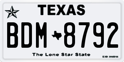 TX license plate BDM8792