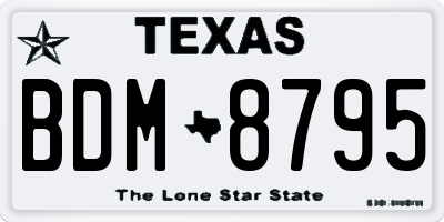 TX license plate BDM8795