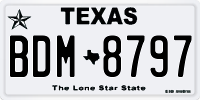 TX license plate BDM8797