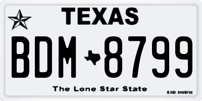 TX license plate BDM8799