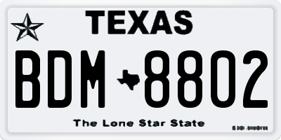 TX license plate BDM8802