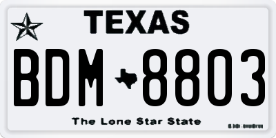 TX license plate BDM8803
