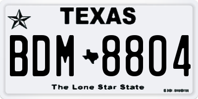 TX license plate BDM8804