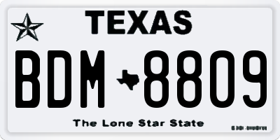 TX license plate BDM8809