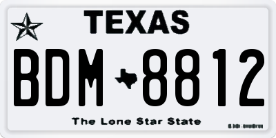 TX license plate BDM8812