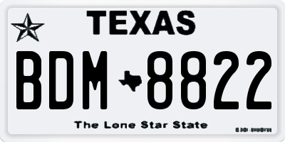TX license plate BDM8822